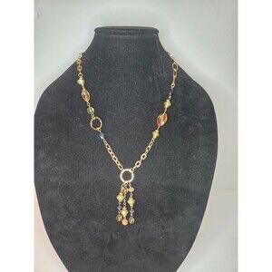 Gold Tone Chain Beaded with Tassel Pendant